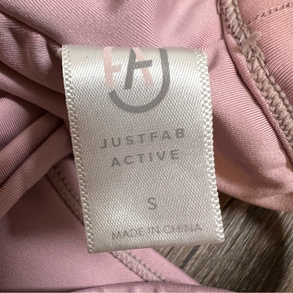 JustFab Open Racer back Pink Sport Bra Stretch Comfort Low Impact Size S - Picture 7 of 9